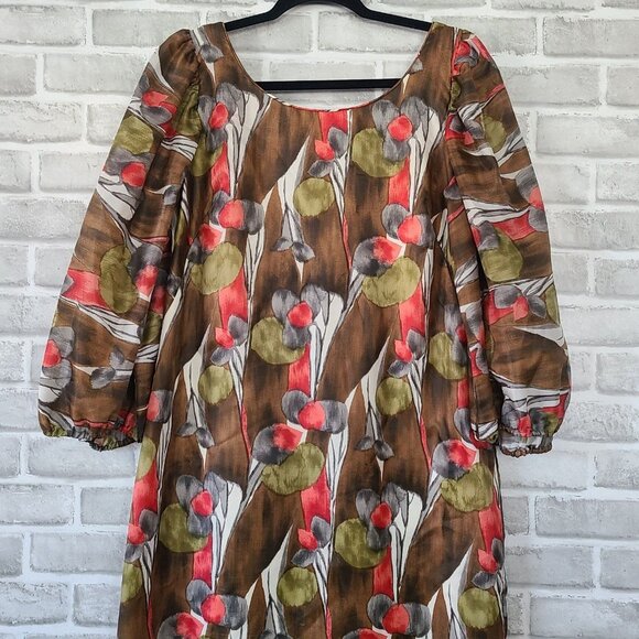 Vintage Kiyomi of Hawaii Maxi Dress Mumu 60s 70s Hawaiian Abstract Floral - Picture 3 of 9